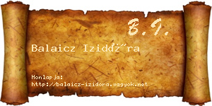 Balaicz Izidóra névjegykártya